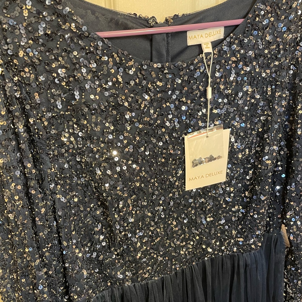 Maya Navy Sequin Bridesmaid Dress